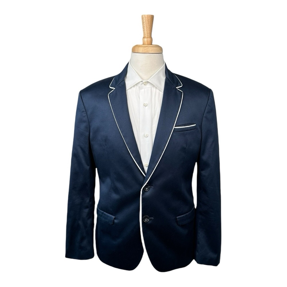 ICEBERG Blue White Trim Cotton Blend Mens Preppy Blazer Size 42R